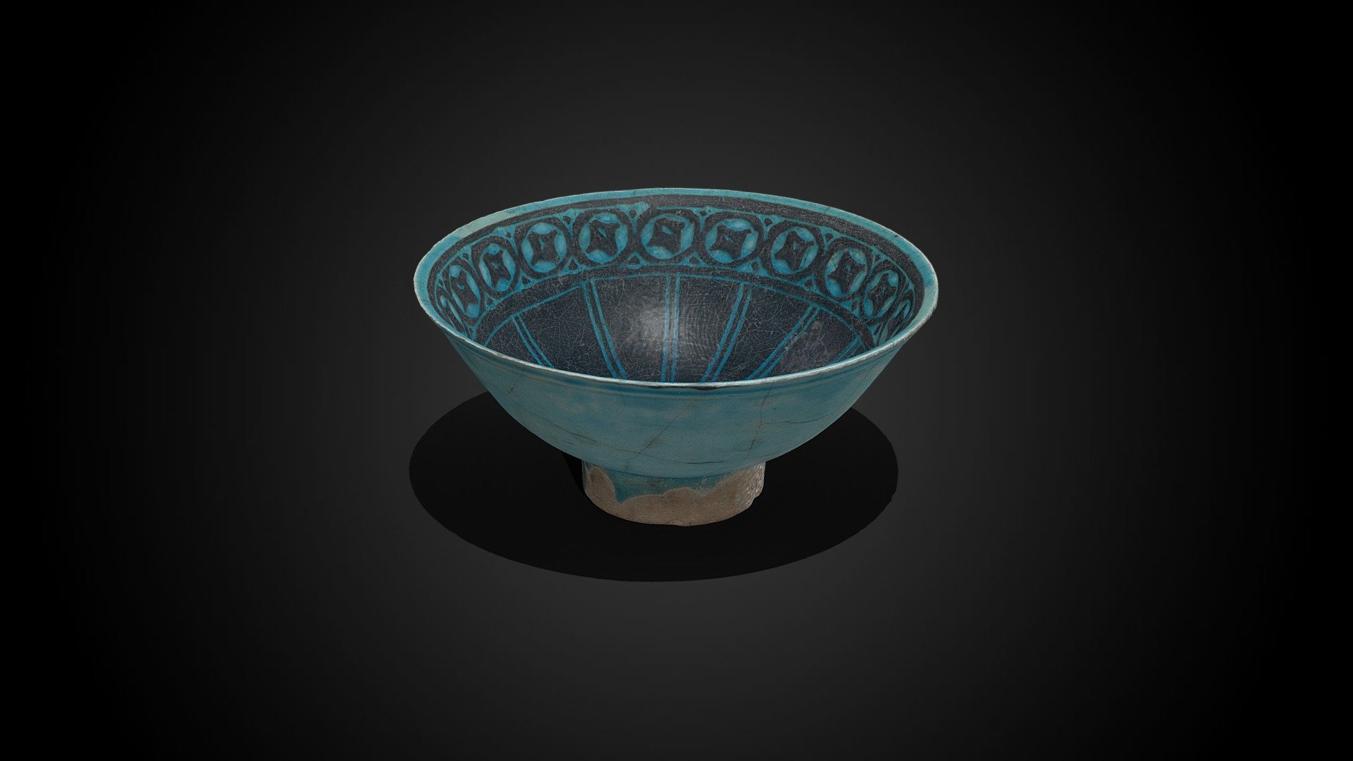 Blue-glaze earthenware bowl, 12th C CE