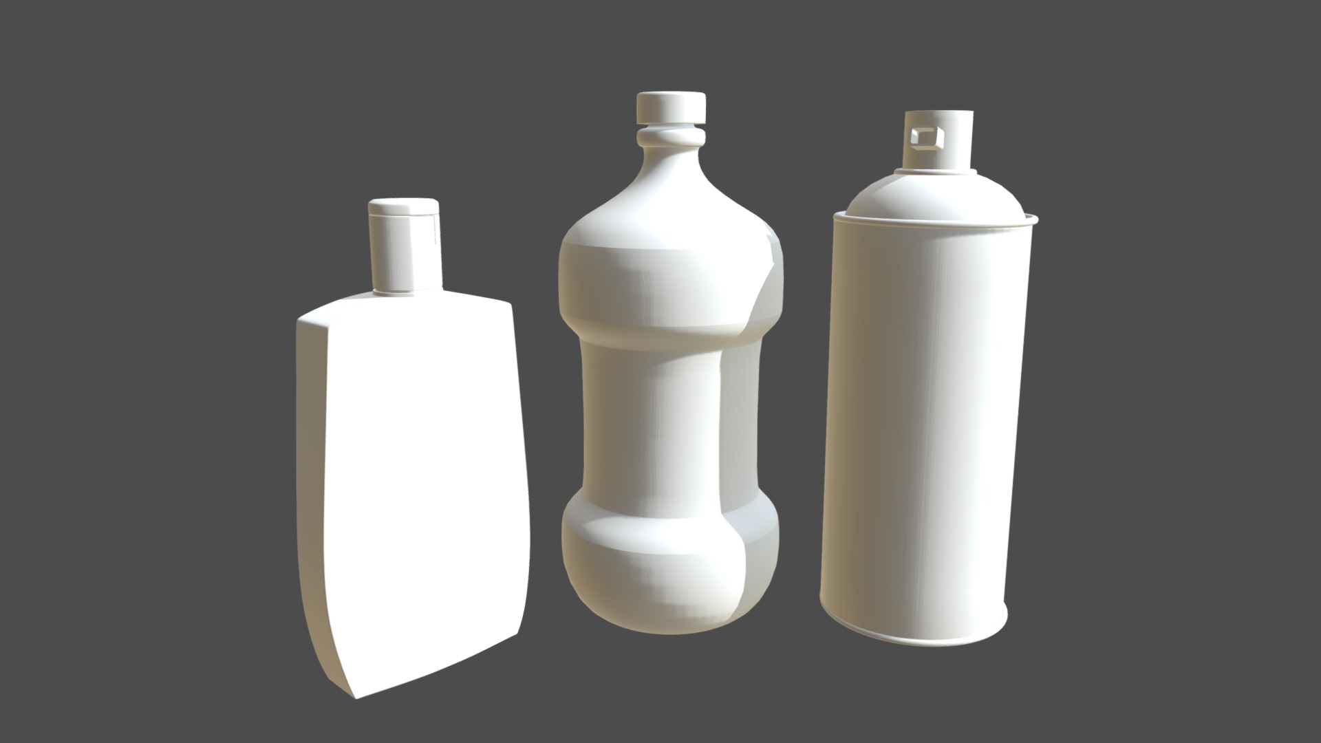 3D model Bathroom bottles set - This is a 3D model of the Bathroom bottles set. The 3D model is about a group of white bottles.
