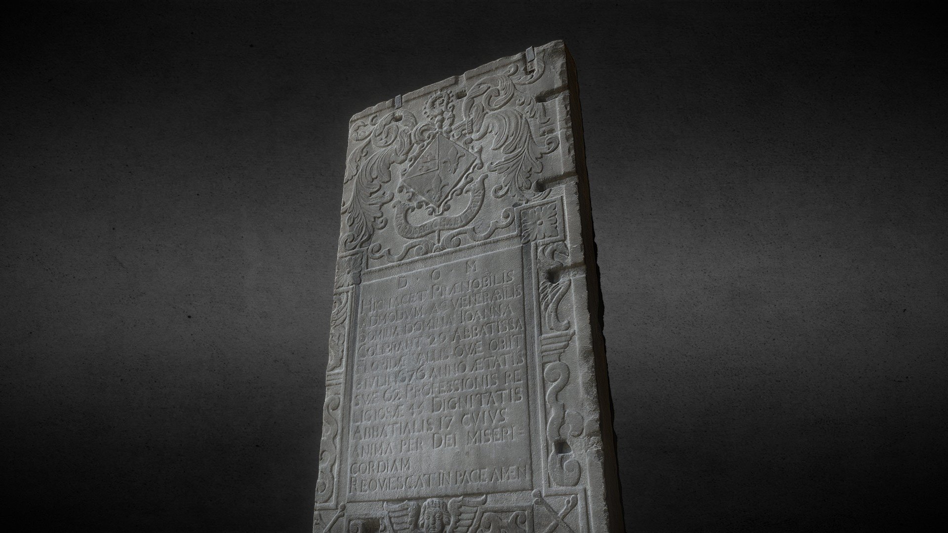 Tomb stone of the abbess Jeanne Colibrant,