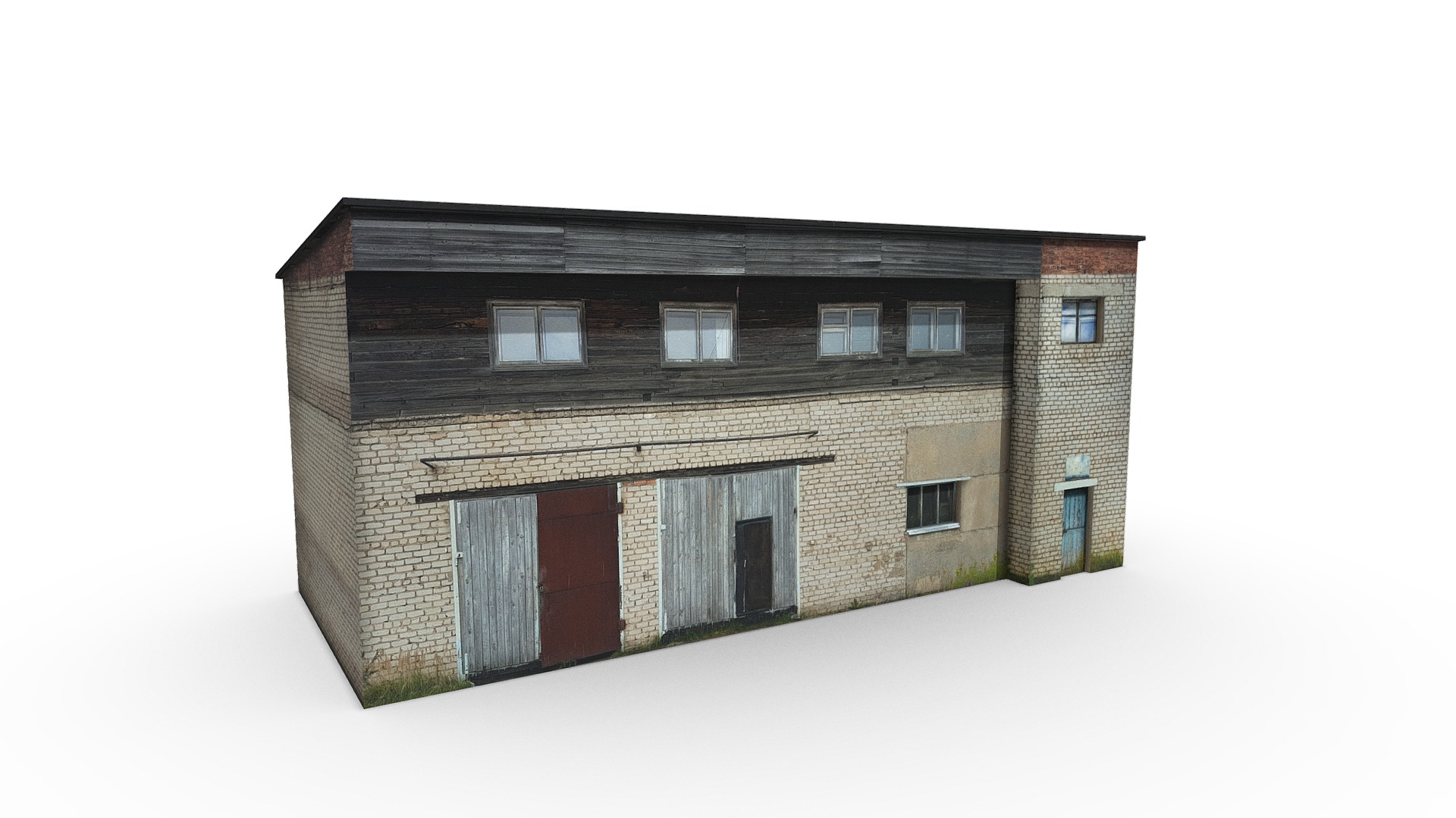 3D model Old industrial building - This is a 3D model of the Old industrial building. The 3D model is about a house with a garage.