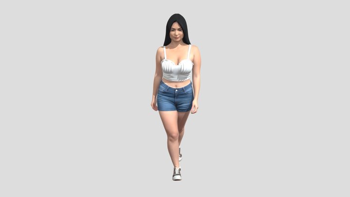 White Crop Top and Denim Shorts Portrait – Modello 3D gratuito STL