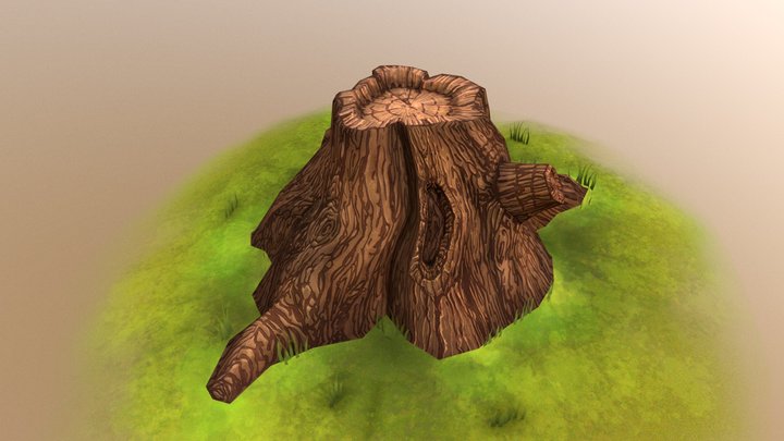 Low Poly Tree Stump 3D Model
