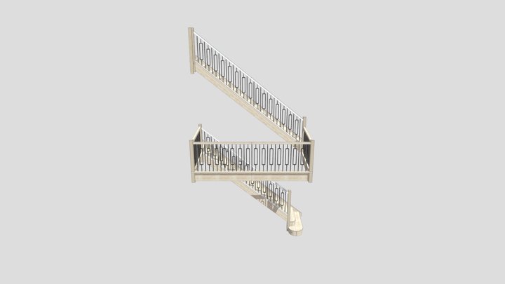 Web - Ash Staircase – Wrought Iron Spindles 3D Model