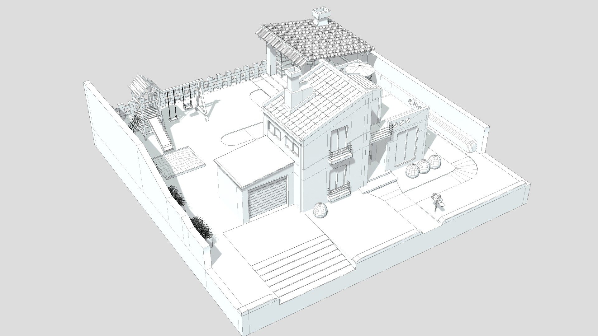 Wireframe house setting Download Free 3D model by Stgo Design