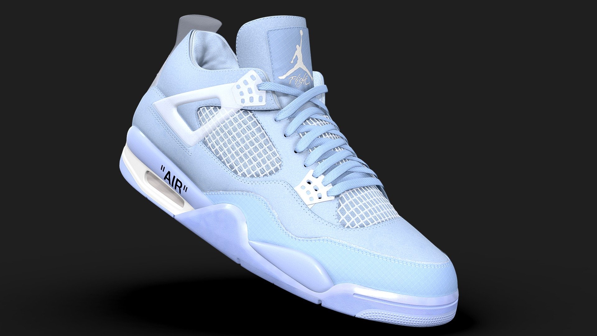 3D model Jordan 4 Off White Blue VR / AR / low-poly