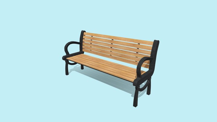 Urban metal and wood bench 3D Model