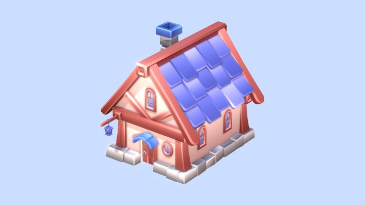Lowpoly Gradient Hut 3D Model