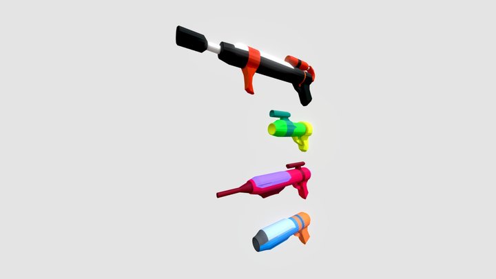 Low-Poly Guns Set 3D Model