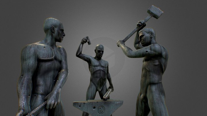 Helsinki - Three Smiths Statue 3D Model