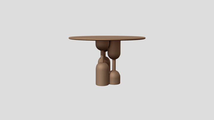 Wooden Round Table 3D Model