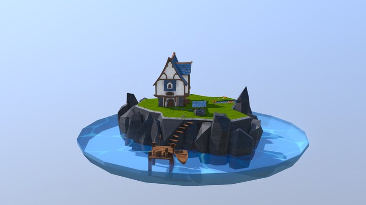 Low Poly Medieval Island 3D Model
