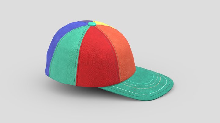 Colorful Hat Low Poly Realistic PBR 3D Model