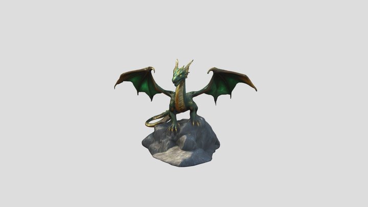 Dragon on top of a rock 3D Model