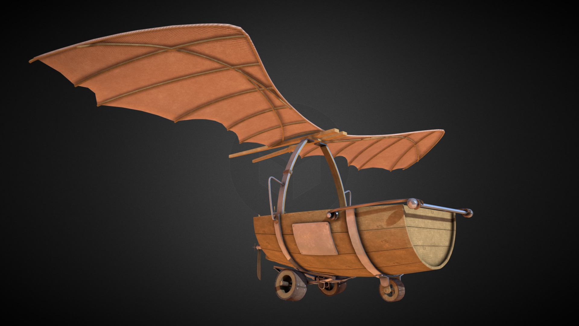 3D model Bote volador - This is a 3D model of the Bote volador. The 3D model is about a brown and tan chair.