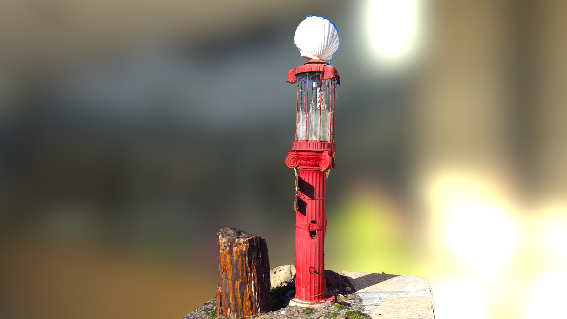 3D model Shell Gas Vintage Pump - This is a 3D model of the Shell Gas Vintage Pump. The 3D model is about a red and white light bulb.