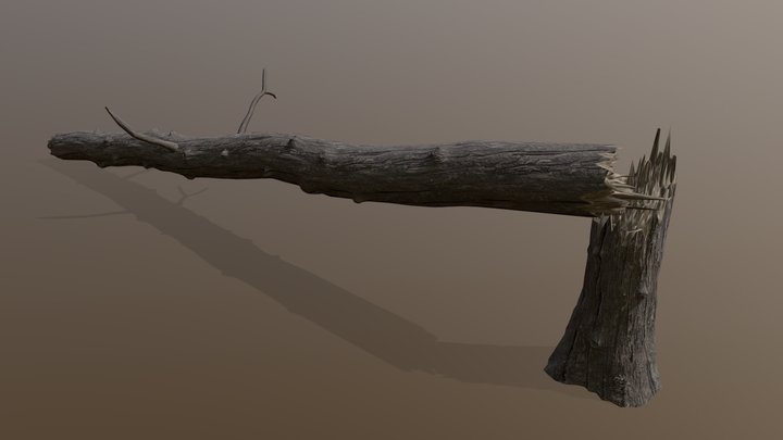 Realistic dead Fallen Tree and game ready asset 3D Model