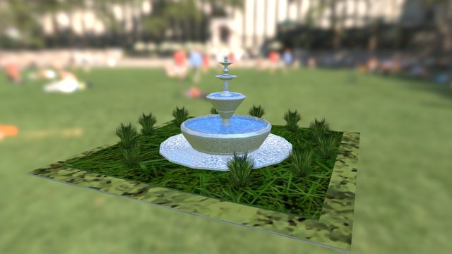 Jardín y Fuente 3D Model
