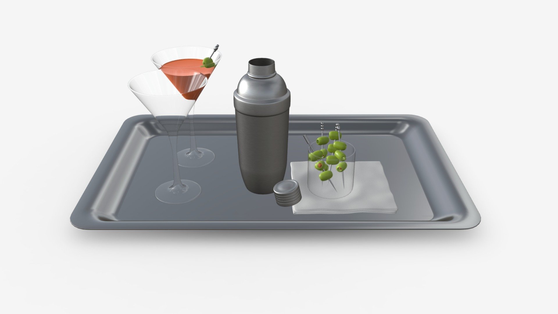 Cocktail shaker on tray