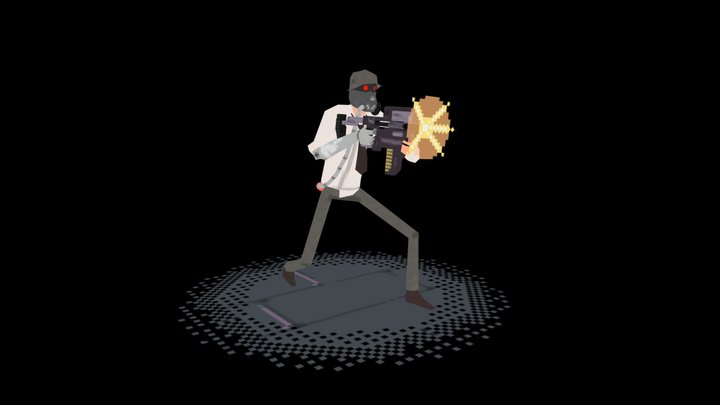 Low poly dystopian man 3D Model