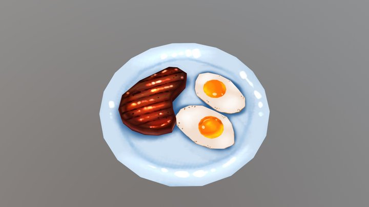 Steak and Eggs 3D Model