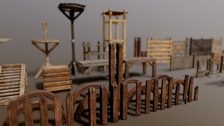 Planks wood PBR 3D Model