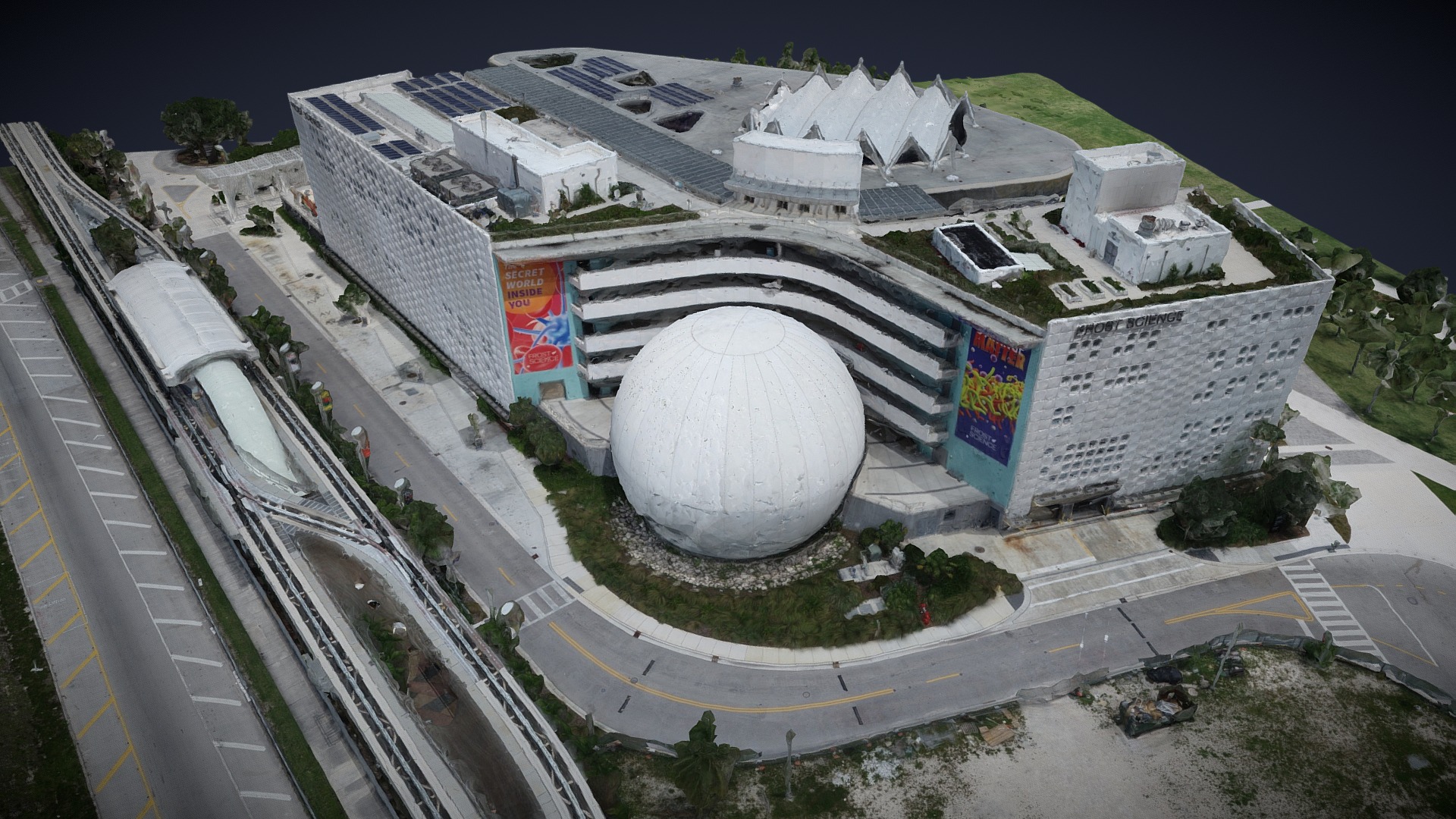 3D model Miami Frost Museum - This is a 3D model of the Miami Frost Museum. The 3D model is about a high angle view of a building.