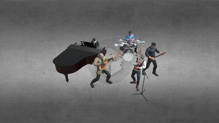 Full Band Group Player Music 3D Model