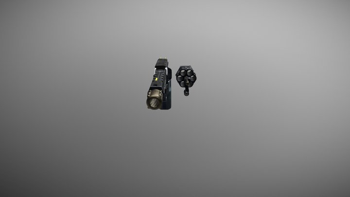 Revolver with sci-fi scope 3D Model