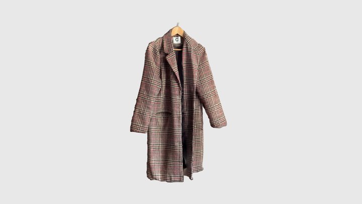 Striped Coat on a Hanger 3D Model