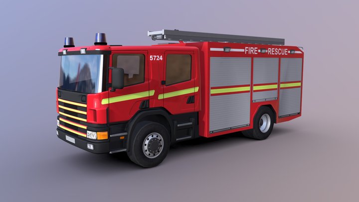 Fire Truck LowPoly 3D Model
