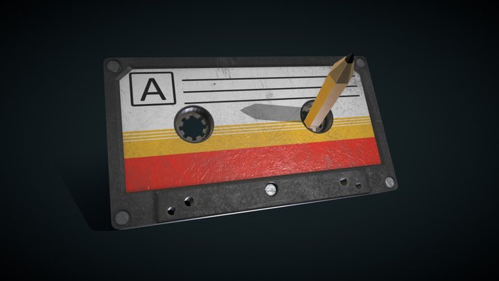 Cassette and pencil – Free 3D Model STL