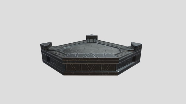 Medieval/Sci-Fi Platform - Corner Angle 3D Model