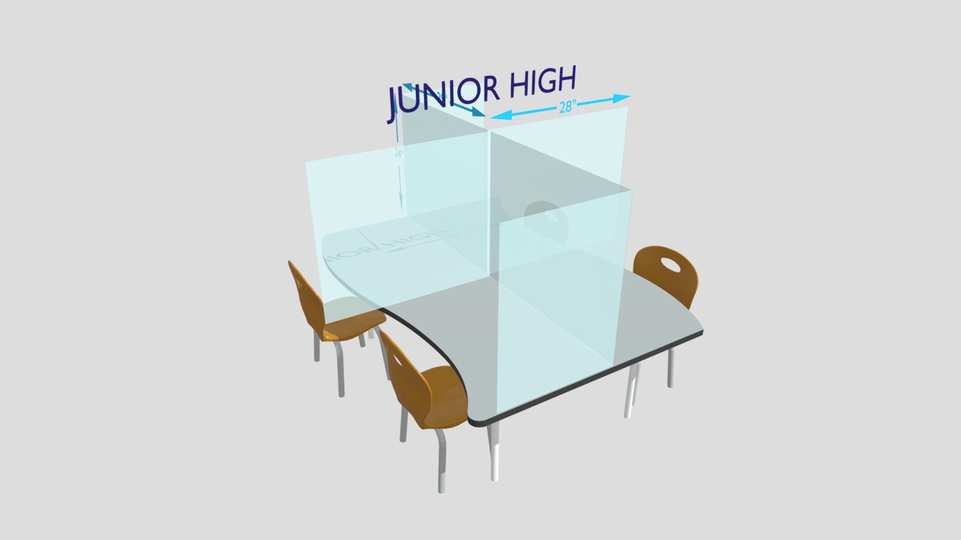 Junior High Sneeze Guard Dividers v2a 3D model by Can West Legacy Inc