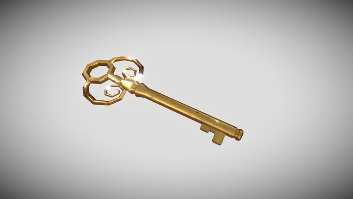 Lowpoly Gold Key 3D Model