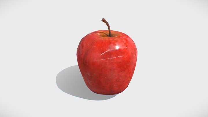 Low-Poly Red Apple 3D Model