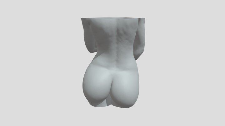 Cute Shy Naked Woman Pot Planter_hole 3D Model