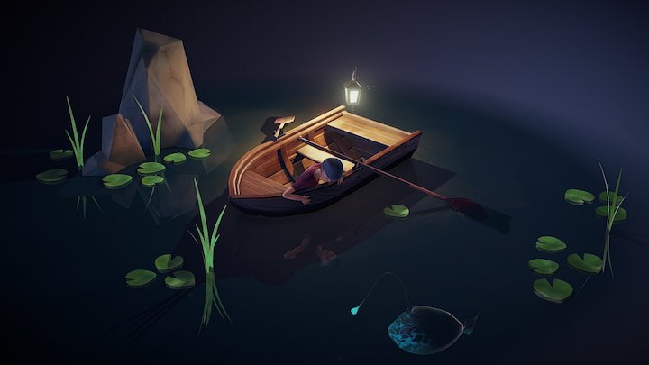 Boy in a Boat 3D Model