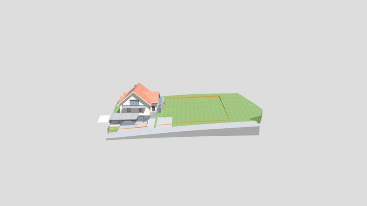 EFH H-V_Carport groß Glasgeländer 3D Model