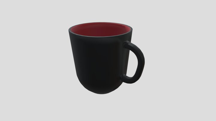 Low Poly 3D Model of Black and Red Mug