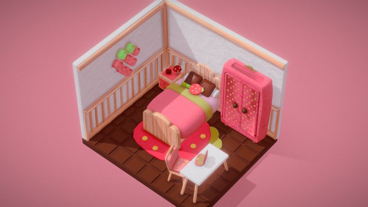 Diorama - Sweet Strawberry Room 3D Model