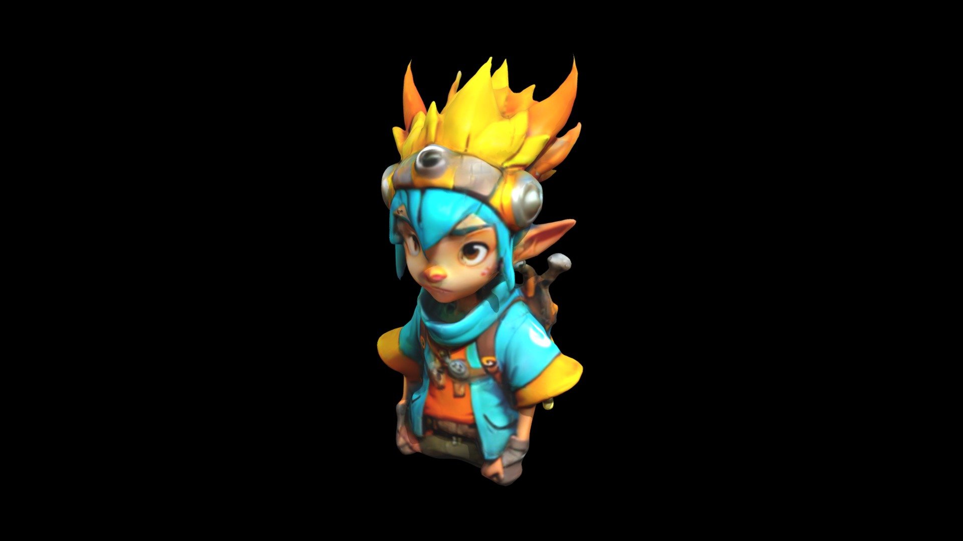 a cartoon character with blue hair and a back - Download Free 3D model ...