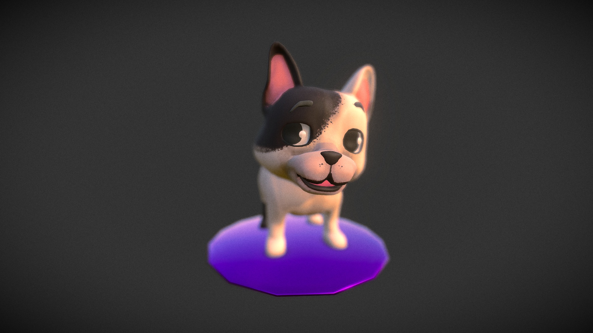3D model French bulldog High poly - This is a 3D model of the French bulldog High poly. The 3D model is about a small toy dog.