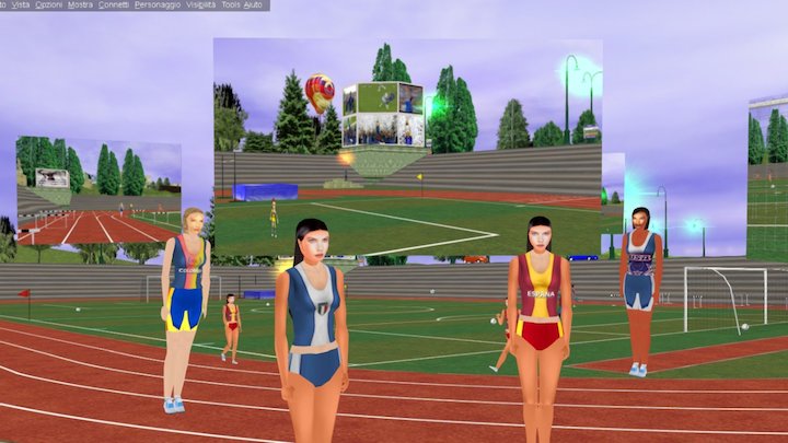 Stadium and athletic girls (avatars) 3D Model