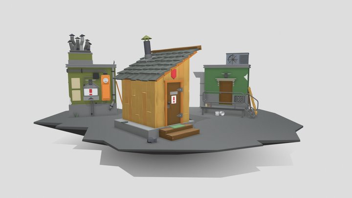 detailed drafts (houses from The Low Road game) 3D Model