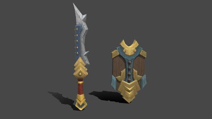 Sword and Shield - Blizzard Fantasy Style 3D Model