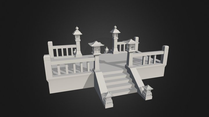 練習-石燈與底座 3D Model