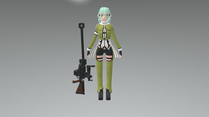 SAO Sinon (with a gun) 3D Model