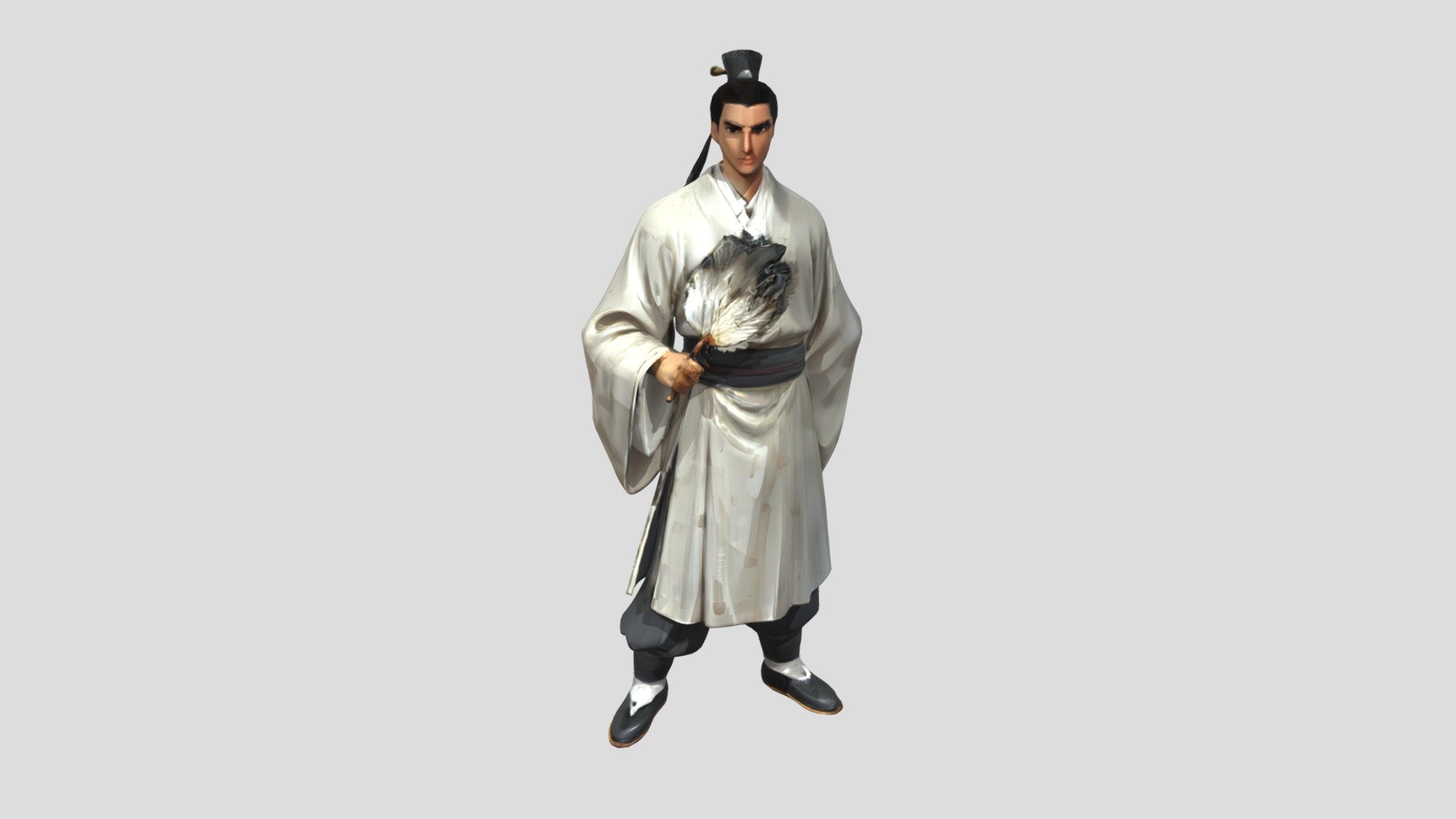 Man in traditional robe with fan - 3D model by Jingyxs2026 [3677159 ...