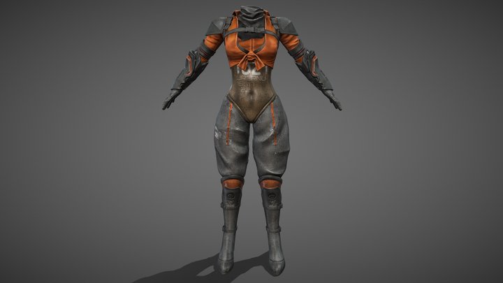 SCI-FI FEMALE OUTFIT - CYBERPUNK - 01 3D model