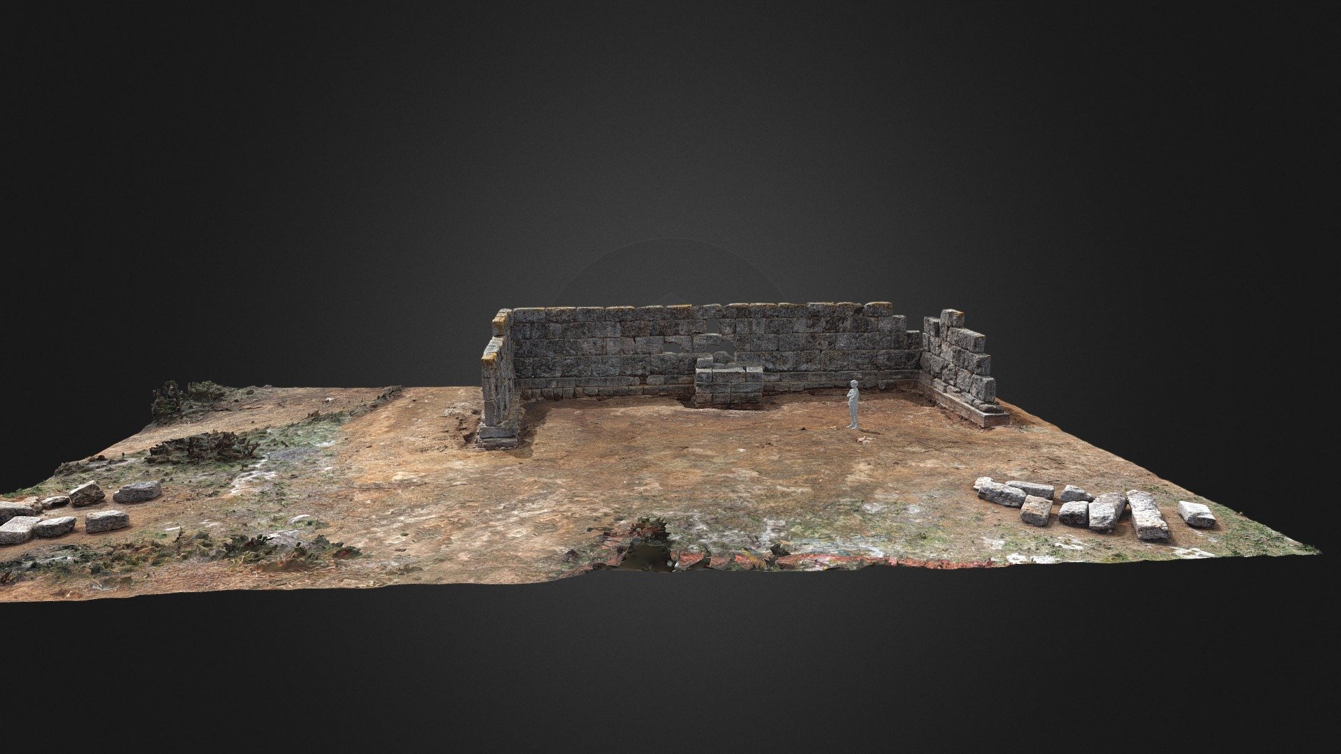 P-shaped monument w human 3D-Elliniko — Sketchfab embed 3D viewer